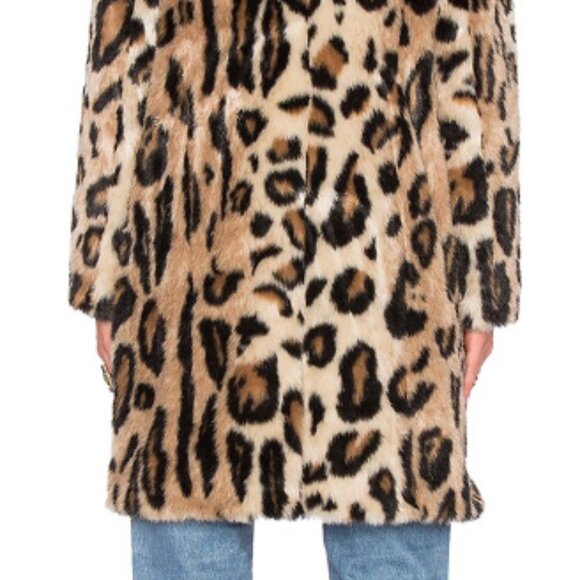 Revolve House of Harlow Faux Fur Leopard Jacket Pockets Medium Buttons Back Slit - Picture 3 of 8